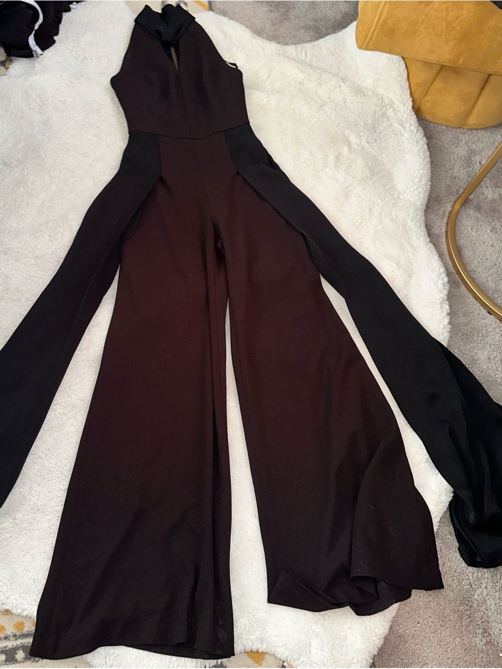 Chic Black Halter-Waist Wide-Leg Jumpsuit